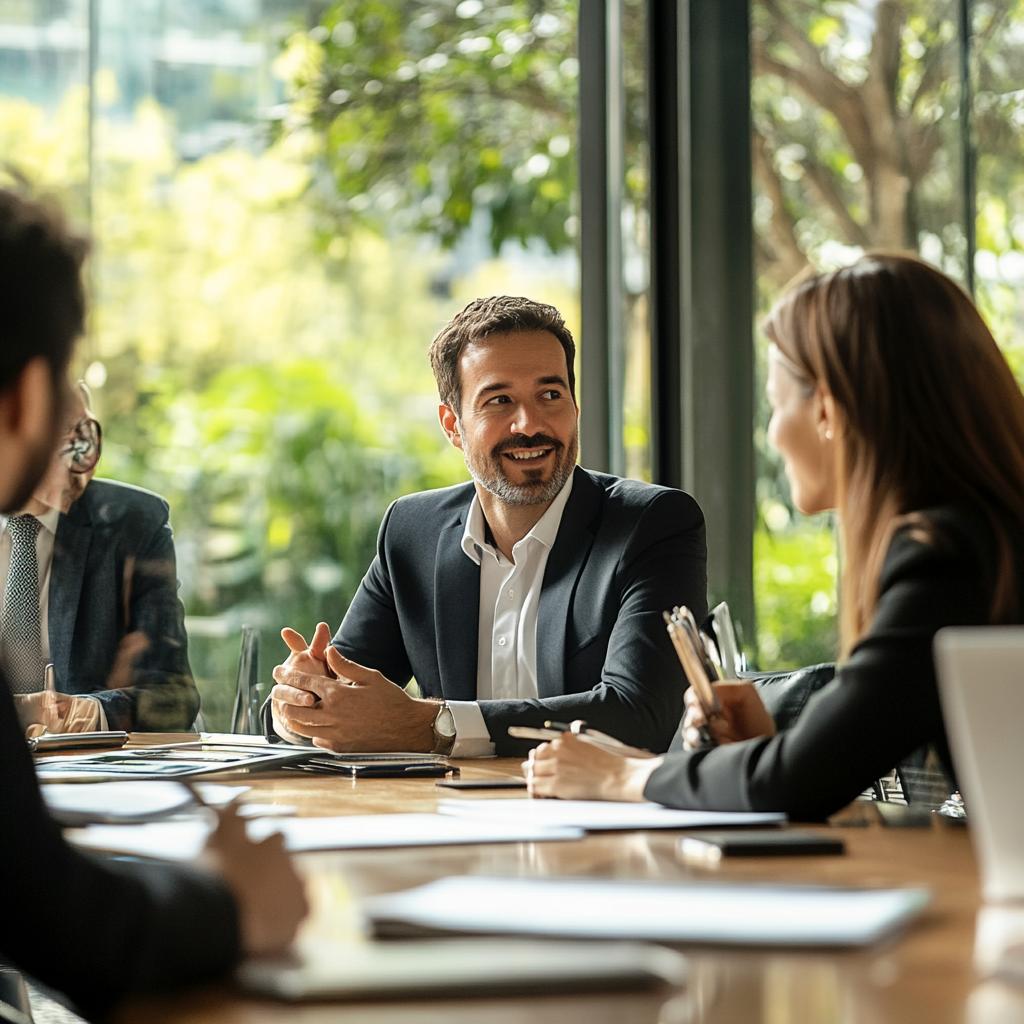 Professional leader engaged with colleagues